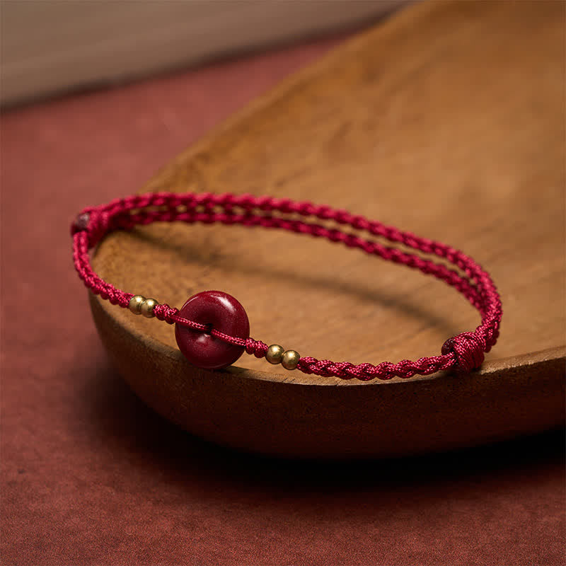 Buddha Stones Pulsera de protección de cobre con hebilla de la paz y cordón rojo - image 2