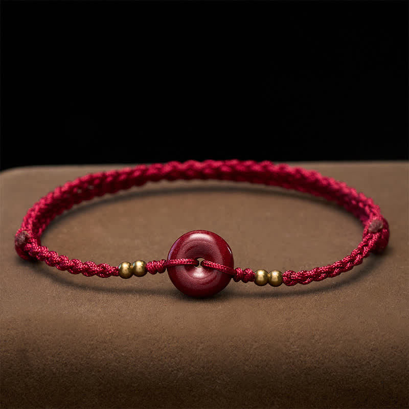 Buddha Stones Pulsera de protección de cobre con hebilla de la paz y cordón rojo - image 1