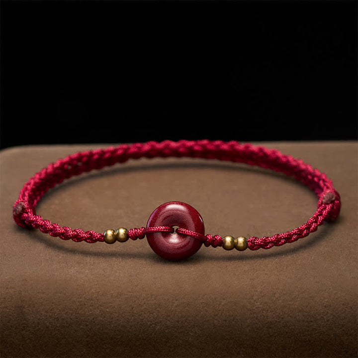 Buddha Stones Pulsera de protección de cobre con hebilla de la paz y cordón rojo - image 1
