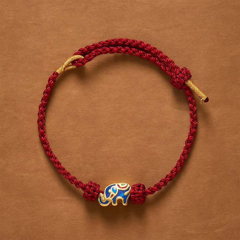 Buddha Stones Pulsera de sabiduría tejida con hilo rojo de elefante - Hilo rojo (Protección ♥ Suerte) - image 0