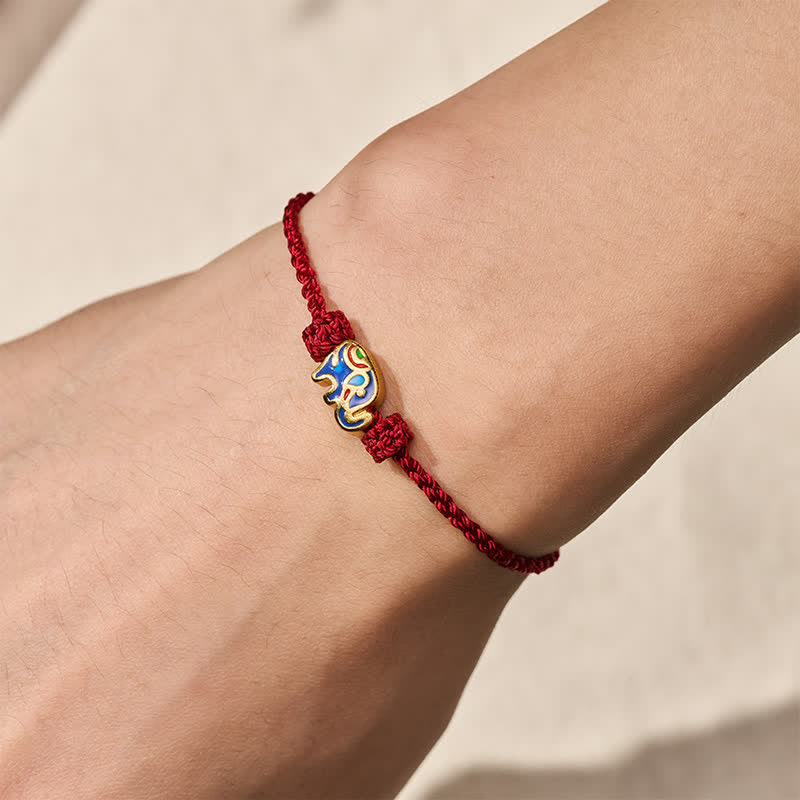 Buddha Stones Pulsera de sabiduría tejida con hilo rojo de elefante - image 4