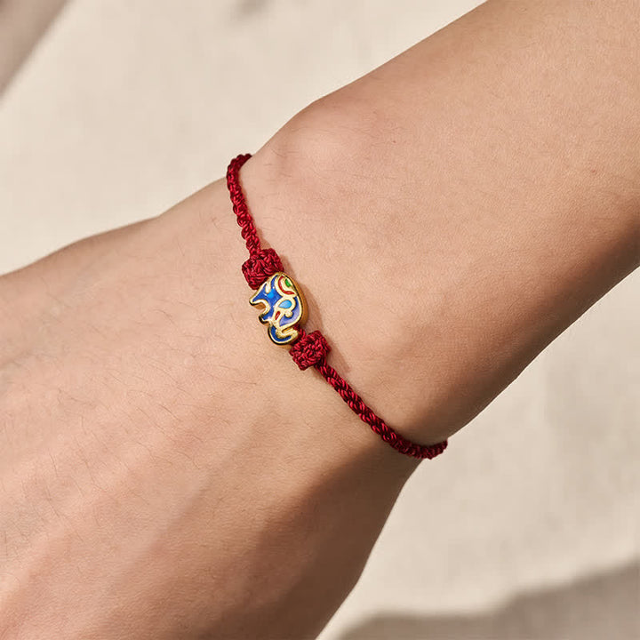 Buddha Stones Pulsera de sabiduría tejida con hilo rojo de elefante - image 4