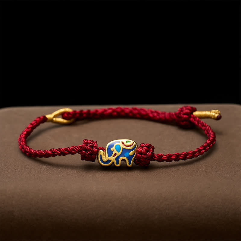 Buddha Stones Pulsera de sabiduría tejida con hilo rojo de elefante - image 2