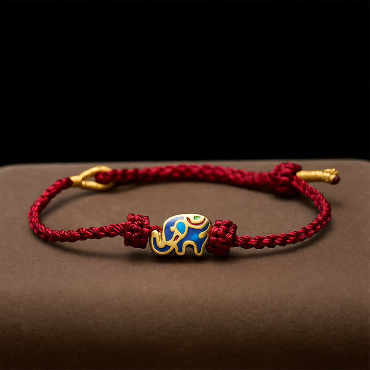 Buddha Stones Pulsera de sabiduría tejida con hilo rojo de elefante - image 2