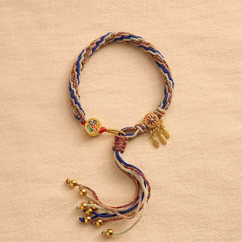 Buddha Stones Pulsera protectora de hilo rojo de cinco colores de estilo étnico - image 16