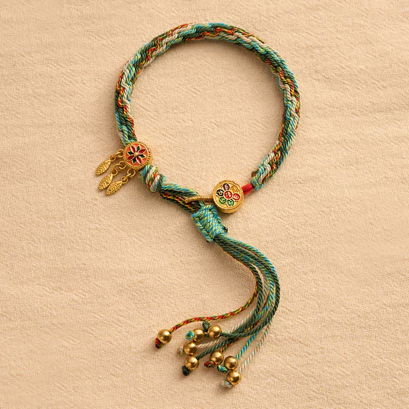 Buddha Stones Pulsera protectora de hilo rojo de cinco colores de estilo étnico - image 2