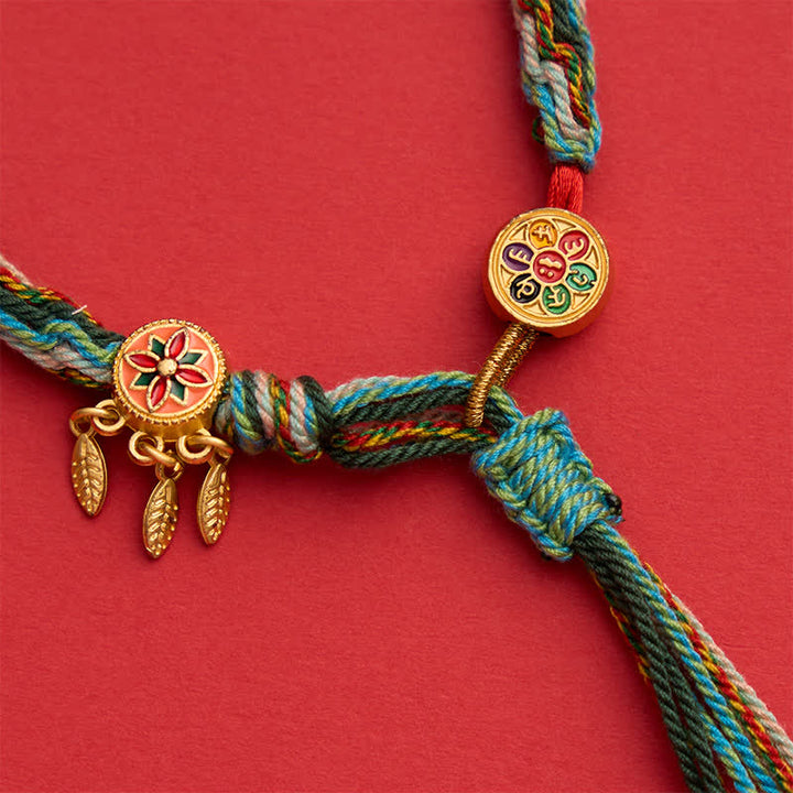 Buddha Stones Pulsera protectora de hilo rojo de cinco colores de estilo étnico - image 4