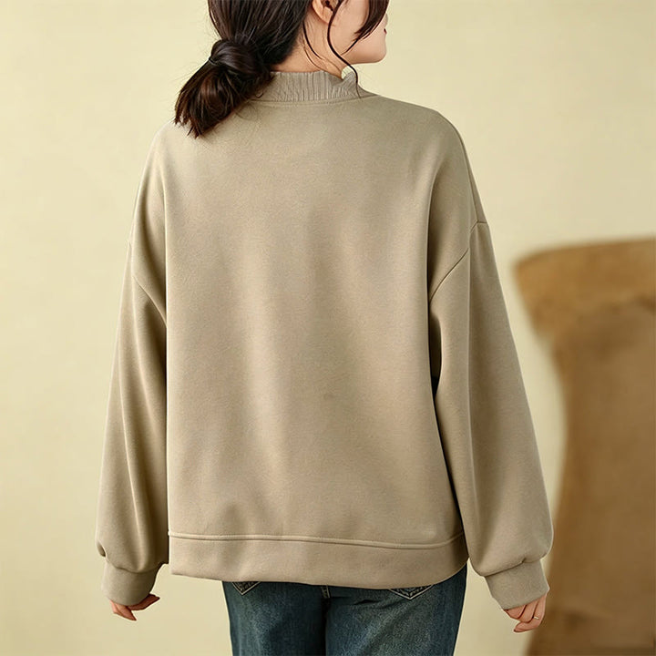 Buddha Stones Chaqueta minimalista de otoño para mujer, con botones y bolsillos. - image 8
