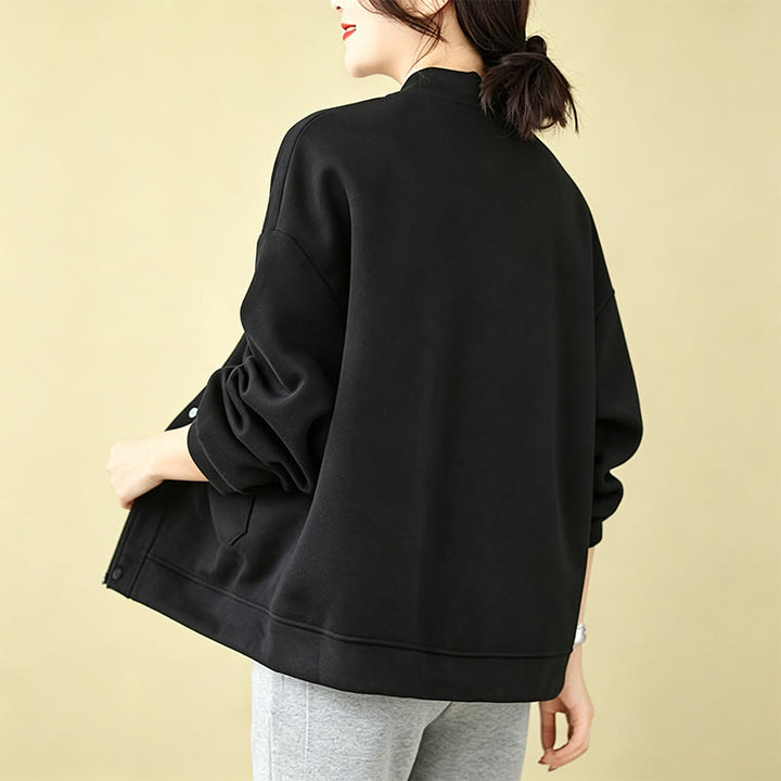 Buddha Stones Chaqueta minimalista de otoño para mujer, con botones y bolsillos. - image 21