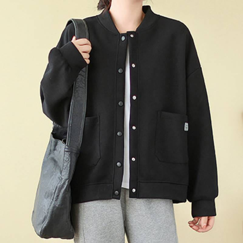 Buddha Stones Chaqueta minimalista de otoño para mujer, con botones y bolsillos. - image 22