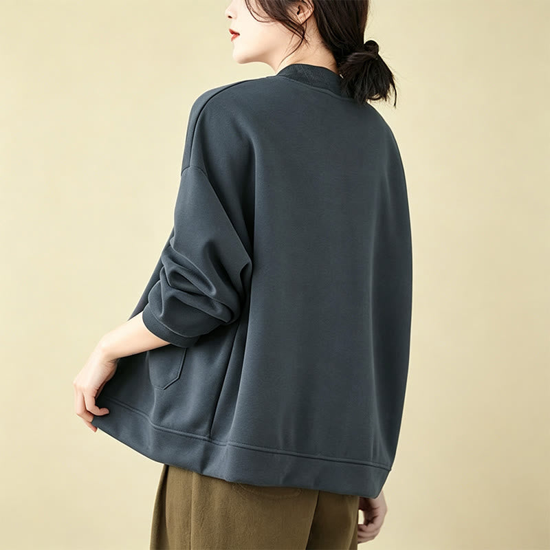 Buddha Stones Chaqueta minimalista de otoño para mujer, con botones y bolsillos. - image 17