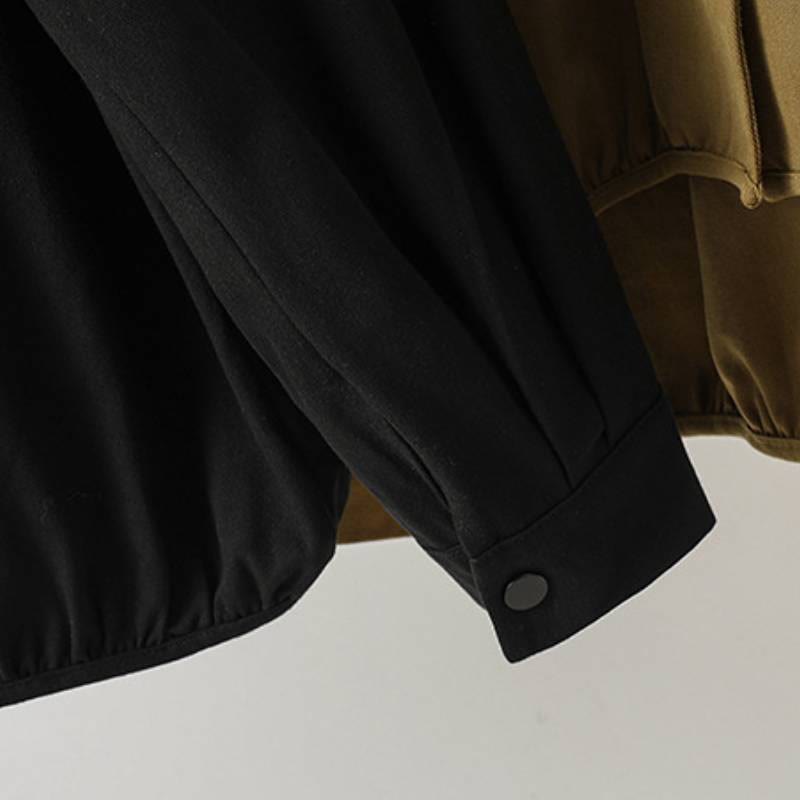 Buddha Stones Chaqueta de mujer de estilo casual otoñal con cuello mandarín y bolsillo de parche. - image 25