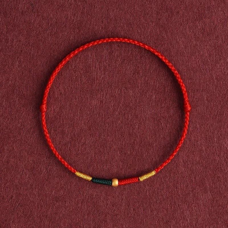 Buddha Stones Pulsera de cuerda trenzada con cuentas de cobre y cordón rojo para protección - Rojo (Circunferencia de la muñeca: 5,9–6,7 pulgadas / 15–17 cm) - image 4