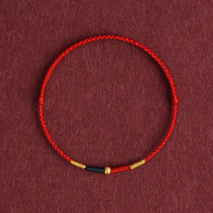 Buddha Stones Pulsera de cuerda trenzada con cuentas de cobre y cordón rojo para protección - Rojo (Circunferencia de la muñeca: 5,9–6,7 pulgadas / 15–17 cm) - image 4