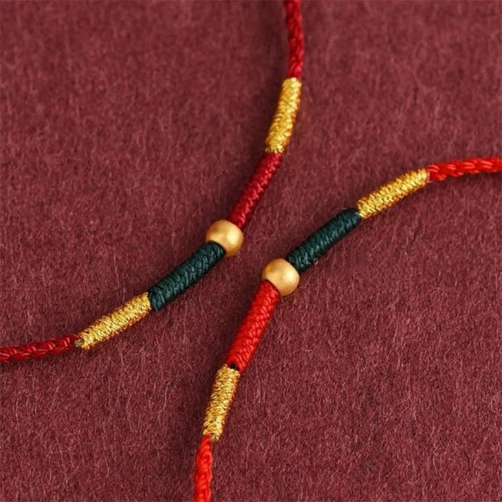 Buddha Stones Pulsera de cuerda trenzada con cuentas de cobre y cordón rojo para protección - image 6
