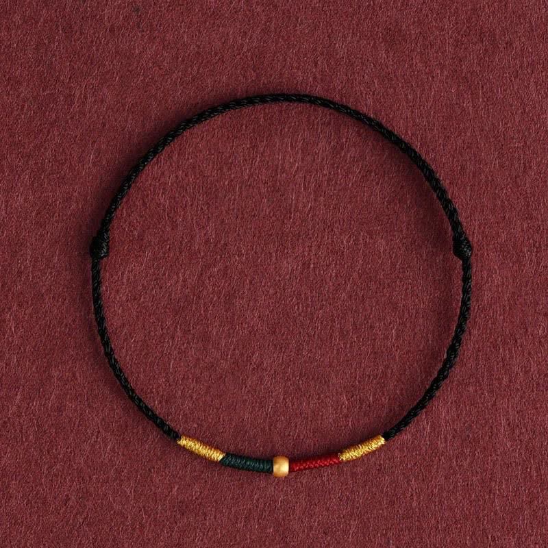 Buddha Stones Pulsera de cuerda trenzada con cuentas de cobre y cordón rojo para protección - Negro (Circunferencia de la muñeca: 5,9–6,7 pulgadas / 15–17 cm) - image 5