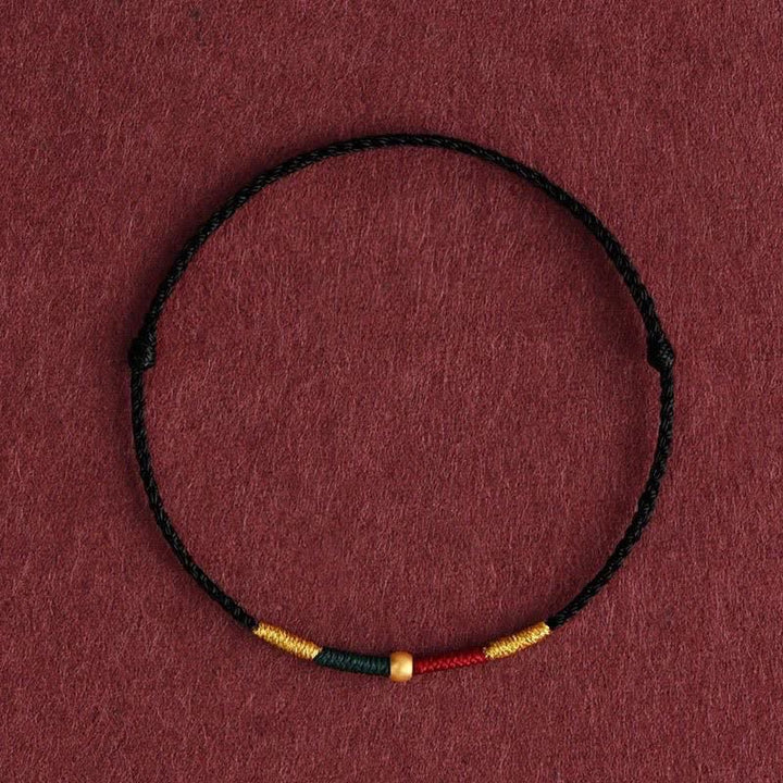 Buddha Stones Pulsera de cuerda trenzada con cuentas de cobre y cordón rojo para protección - Negro (Circunferencia de la muñeca: 5,9–6,7 pulgadas / 15–17 cm) - image 5