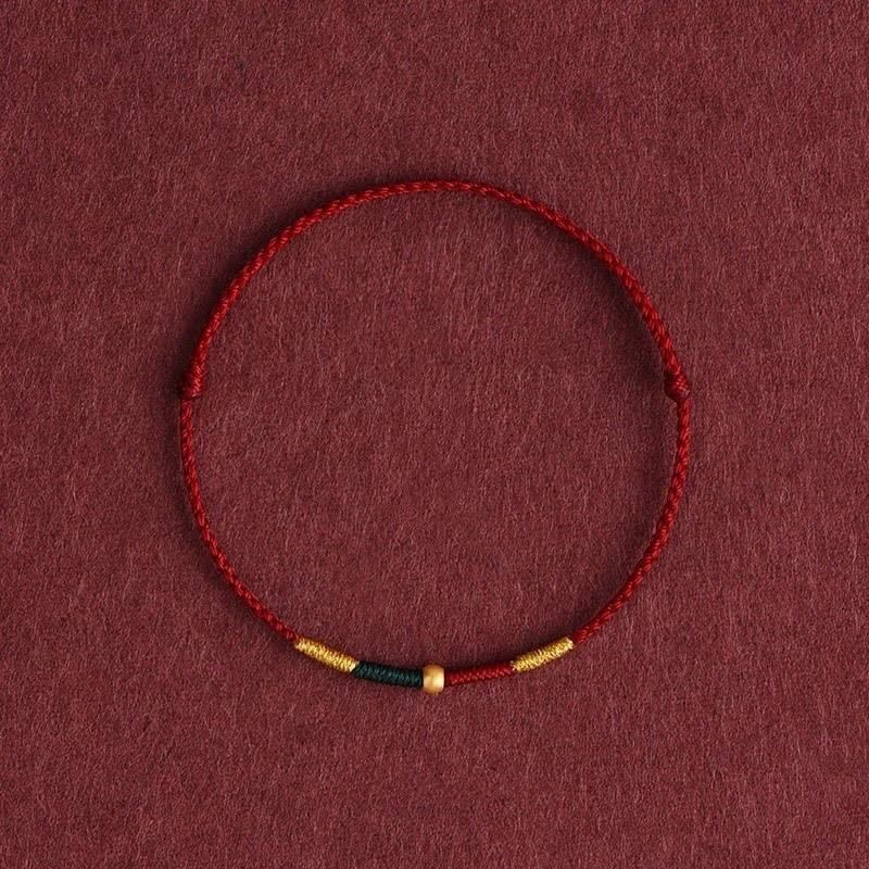 Buddha Stones Pulsera de cuerda trenzada con cuentas de cobre y cordón rojo para protección - Borgoña (Circunferencia de la muñeca: 5,9–6,7 pulgadas / 15–17 cm) - image 0