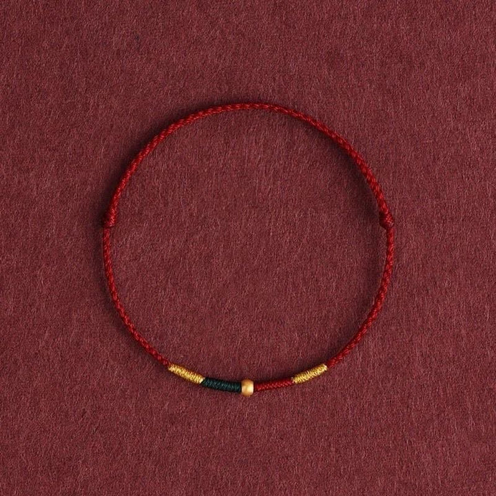 Buddha Stones Pulsera de cuerda trenzada con cuentas de cobre y cordón rojo para protección - Borgoña (Circunferencia de la muñeca: 5,9–6,7 pulgadas / 15–17 cm) - image 0