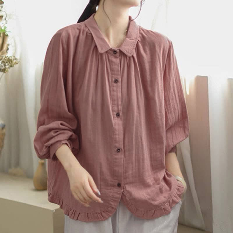 Buddha Stones Camisas de manga larga para mujer, sencillas, minimalistas y con botones, para primavera y otoño. - image 6