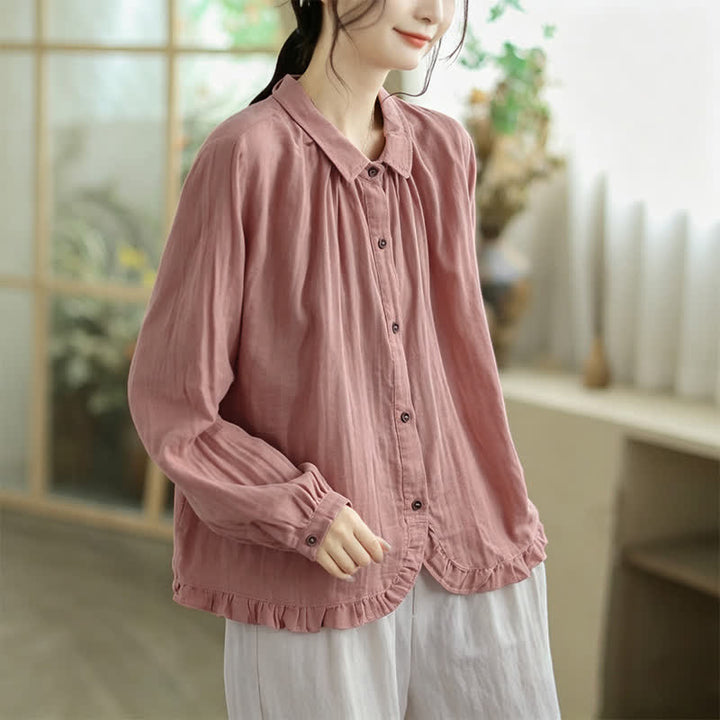 Buddha Stones Camisas de manga larga para mujer, sencillas, minimalistas y con botones, para primavera y otoño. - image 9