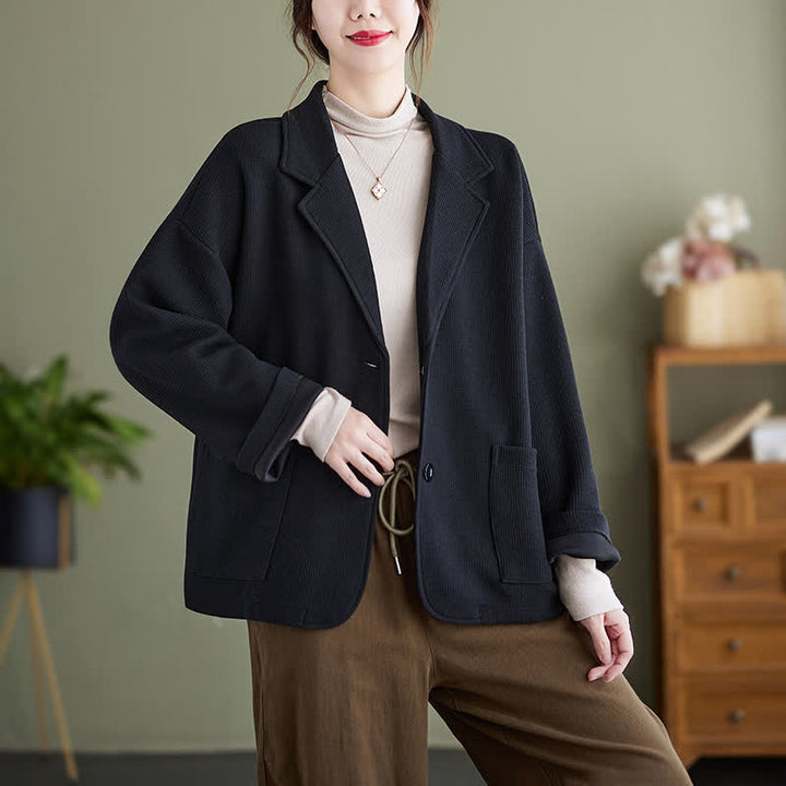 Buddha Stones Chaqueta sencilla de mujer estilo vintage de otoño con botones y bolsillos. - image 11