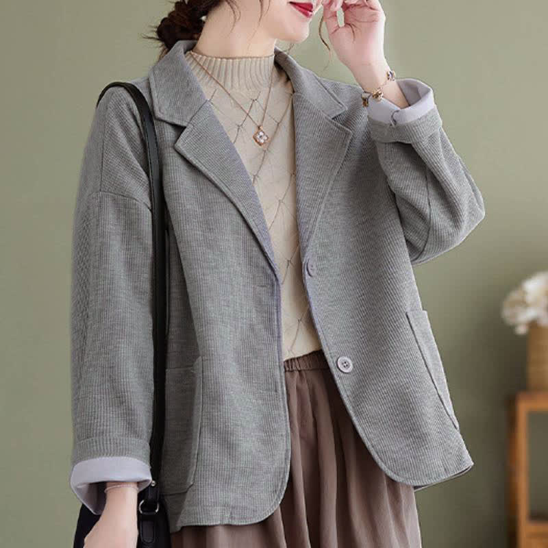 Buddha Stones Chaqueta sencilla de mujer estilo vintage de otoño con botones y bolsillos. - image 13