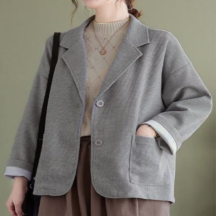 Buddha Stones Chaqueta sencilla de mujer estilo vintage de otoño con botones y bolsillos. - image 16