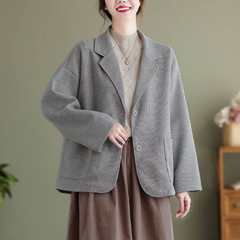 Buddha Stones Chaqueta sencilla de mujer estilo vintage de otoño con botones y bolsillos. - image 14