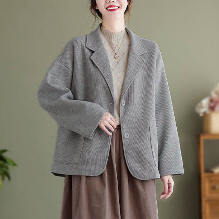 Buddha Stones Chaqueta sencilla de mujer estilo vintage de otoño con botones y bolsillos. - image 14