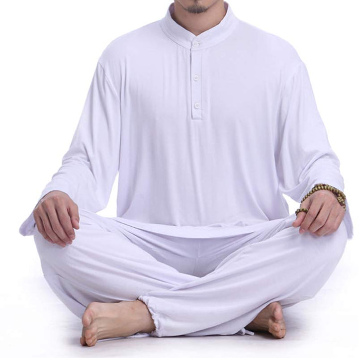 Conjunto de ropa para hombre para práctica de yoga, meditación, oración, tai chi, zen y espiritualidad con Buddha Stones - Blanco - US/UK/AU44，EU54 (3XL) - image 12