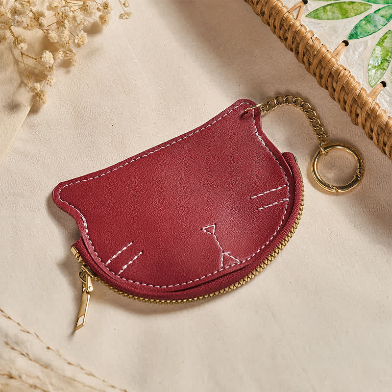Buddha Stones Bolso de mano vintage con forma de gato, cremallera y dije de cuero. - image 12