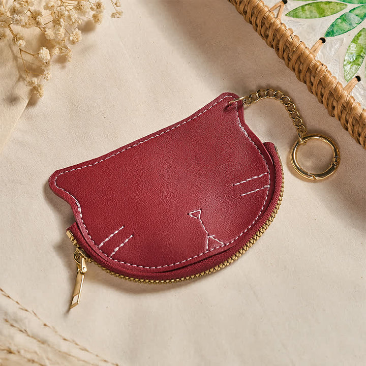 Buddha Stones Bolso de mano vintage con forma de gato, cremallera y dije de cuero. - image 12