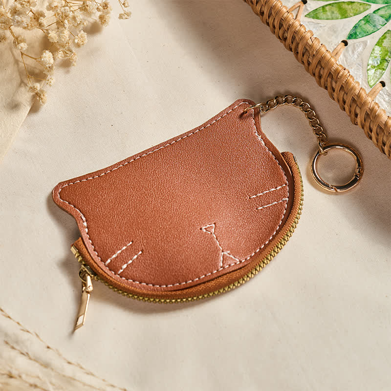 Buddha Stones Bolso de mano vintage con forma de gato, cremallera y dije de cuero. - image 7