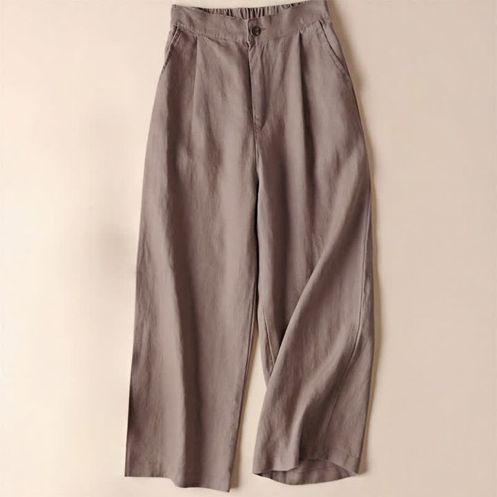 Pantalones de mujer Buddha Stones Commute de color liso, largo 7-8, pierna ancha con bolsillos. - Broncearse - US12, UK/AU16, EU44 (3XL) - image 16