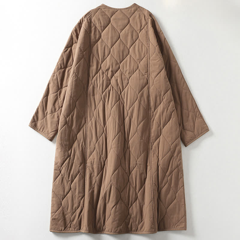 Abrigo de algodón para mujer con mangas largas, cuello en V, estampado de Buddha Stones lisos, con bolsillos. - image 1