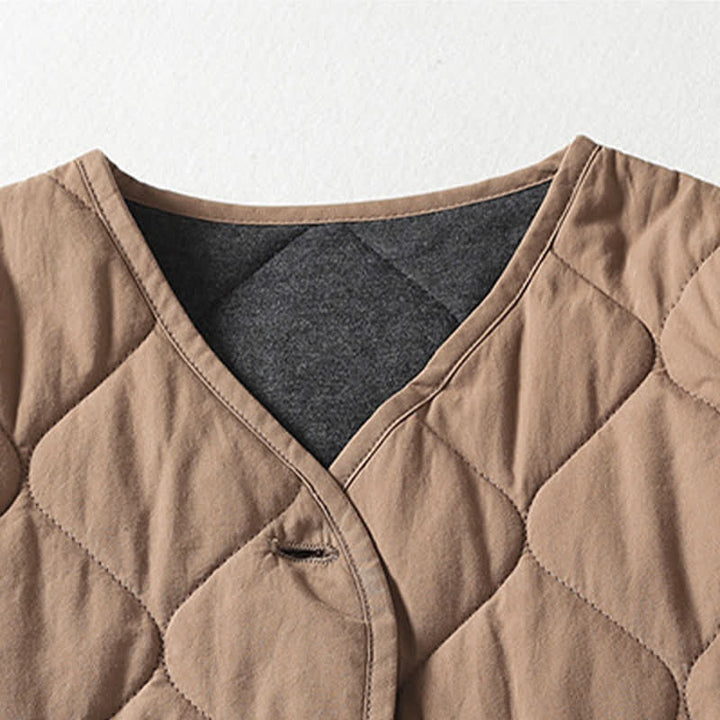 Abrigo de algodón para mujer con mangas largas, cuello en V, estampado de Buddha Stones lisos, con bolsillos. - image 2