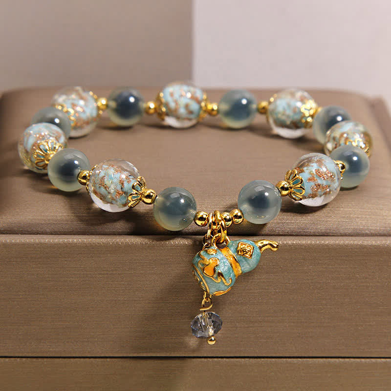 Buddha Stones Pulsera con dije de calabaza de cristal Liuli de ágata azul caramelo - image 7