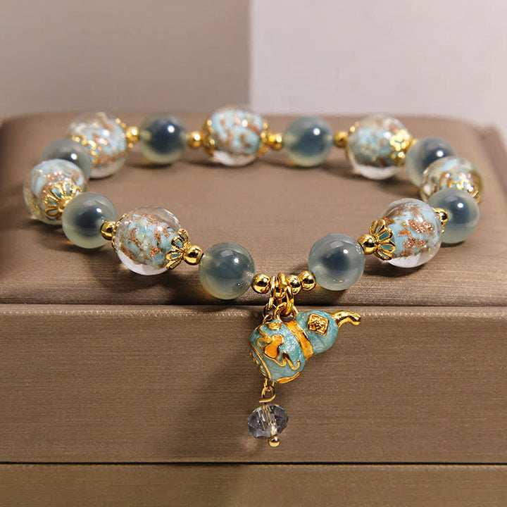Buddha Stones Pulsera con dije de calabaza de cristal Liuli de ágata azul caramelo - image 7