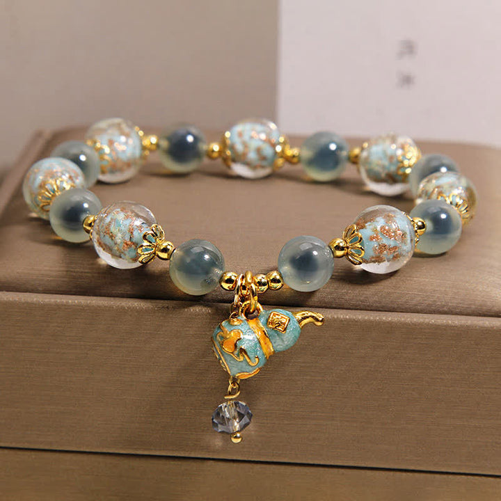 Buddha Stones Pulsera con dije de calabaza de cristal Liuli de ágata azul caramelo - image 9