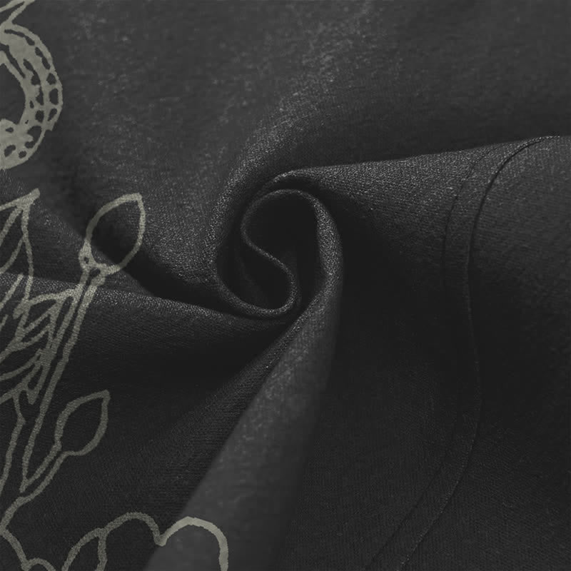 Buddha Stones Kimono de hombre con frente abierto, estampado de peonías y pavos reales de algodón. - image 5
