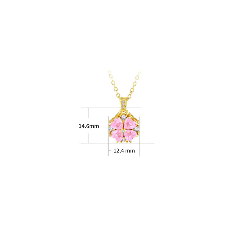 Buddha Stones Collar de conexión armónica con incrustaciones de circonita y trébol rosa cobrizo - image 4