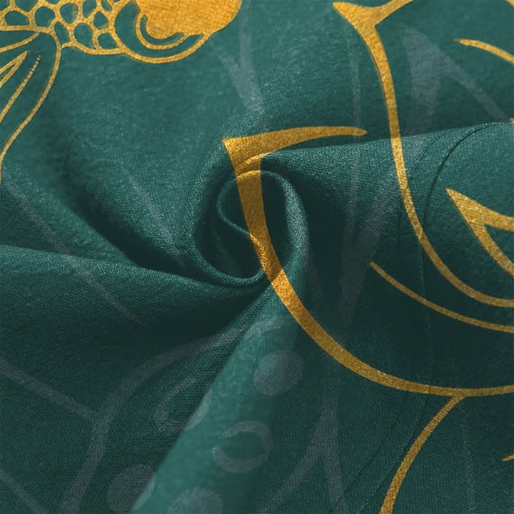 Buddha Stones Kimono de algodón con estampado de loto koi y frente abierto para hombre - image 5