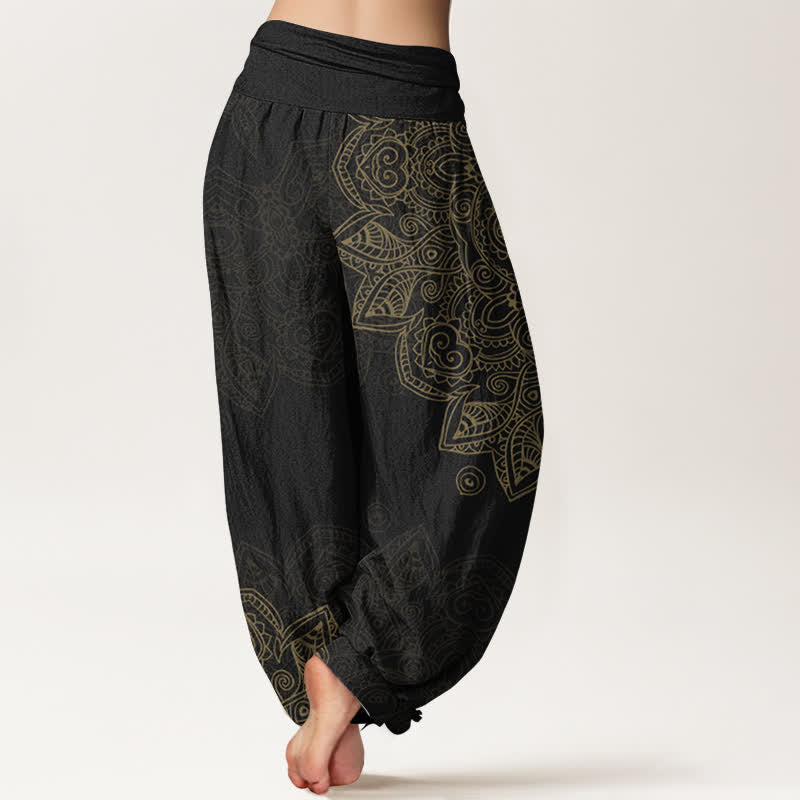 Buddha Stones Pantalones harem de algodón con estampado de mandala vintage y cintura elástica para mujer. - image 2