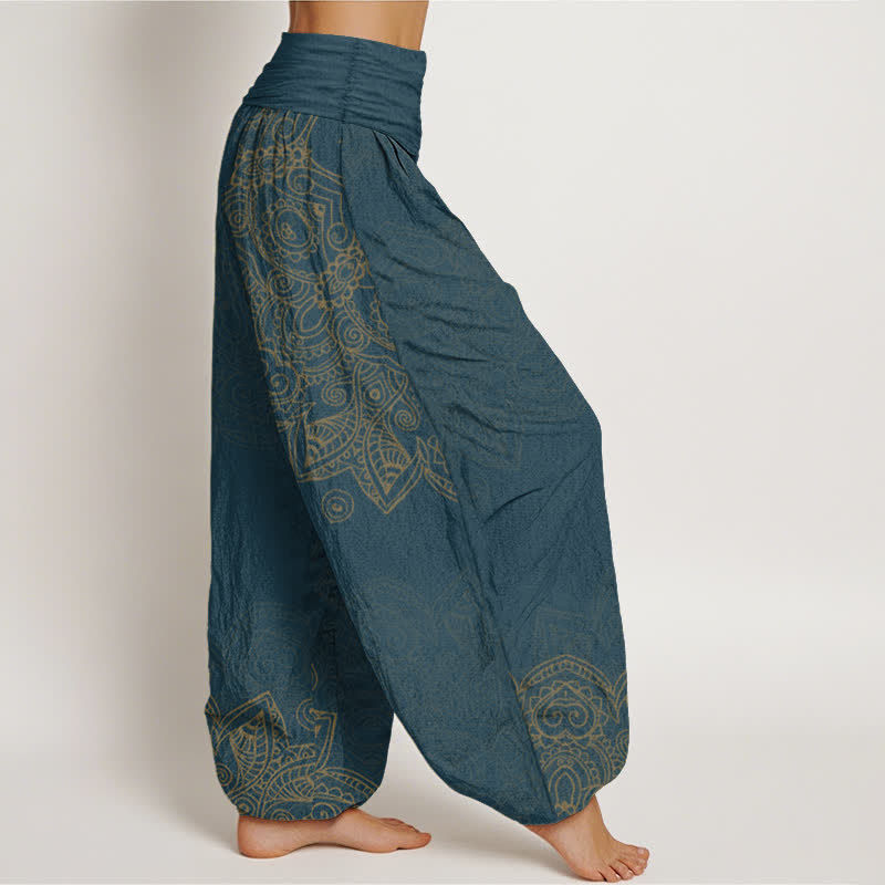 Buddha Stones Pantalones harem de algodón con estampado de mandala vintage y cintura elástica para mujer. - image 6