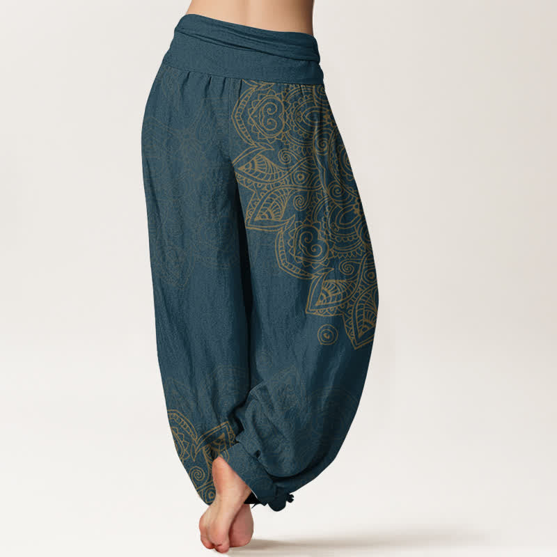 Buddha Stones Pantalones harem de algodón con estampado de mandala vintage y cintura elástica para mujer. - image 7