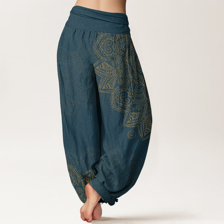 Buddha Stones Pantalones harem de algodón con estampado de mandala vintage y cintura elástica para mujer. - image 7