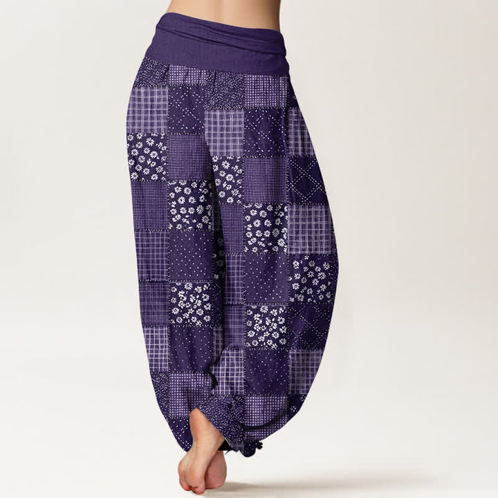 Buddha Stones Pantalones harem de algodón con estampado floral estilo patchwork vintage para mujer con cintura elástica. - image 7
