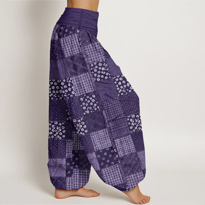 Buddha Stones Pantalones harem de algodón con estampado floral estilo patchwork vintage para mujer con cintura elástica. - image 6