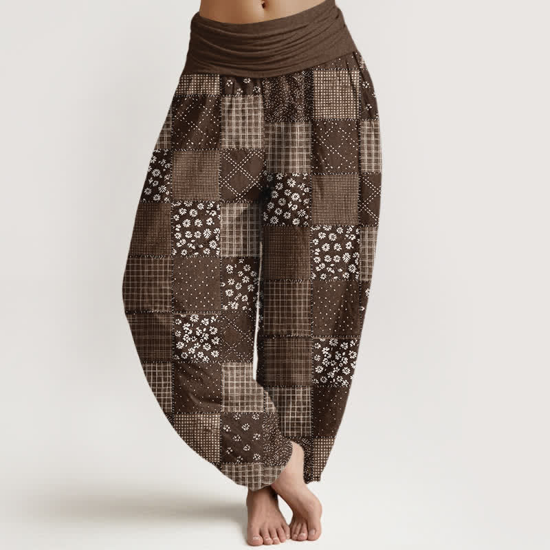 Buddha Stones Pantalones harem de algodón con estampado floral estilo patchwork vintage para mujer con cintura elástica. - Perú - US16，UK/AU20，EU48 (3XL) - image 8